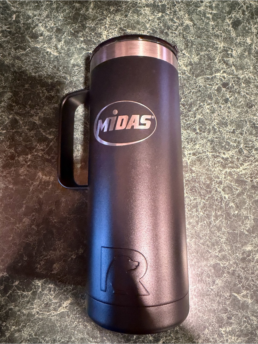 💥 NWOT Midas Black Insulated Travel Mug with Handle